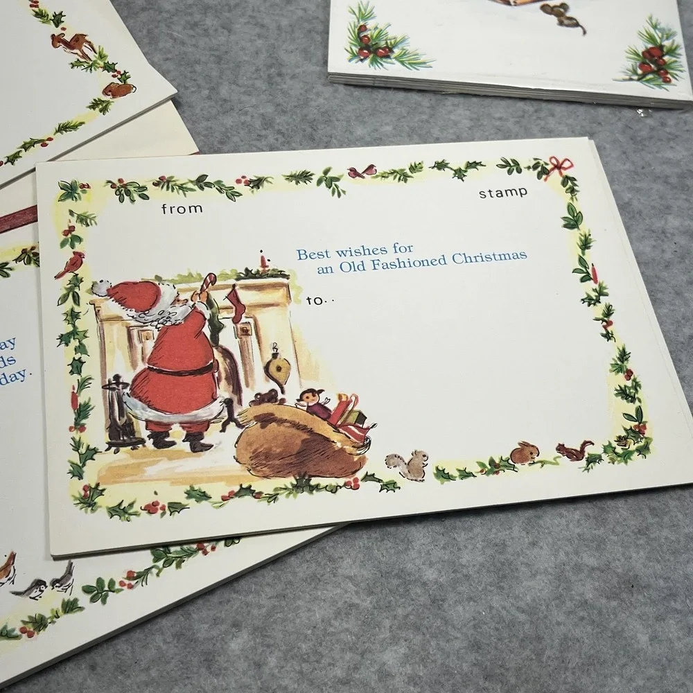 Vintage Old Fashioned Christmas Postcards Holiday Pads Made USA Snow‎ Scene READ